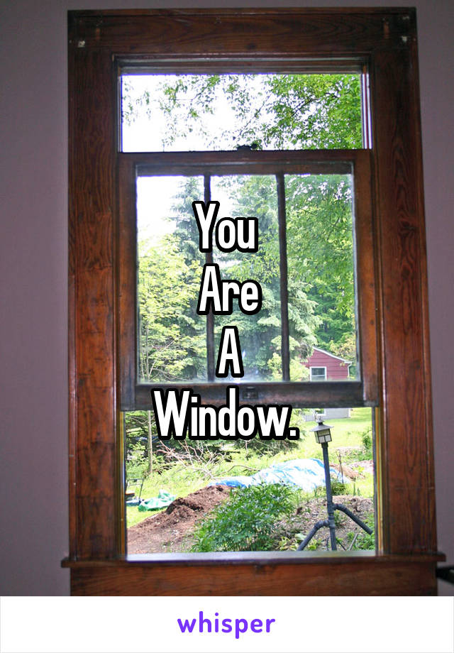 You 
Are
A
Window. 