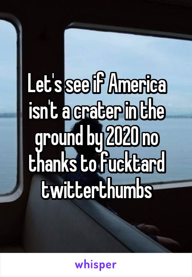 Let's see if America isn't a crater in the ground by 2020 no thanks to fucktard twitterthumbs
