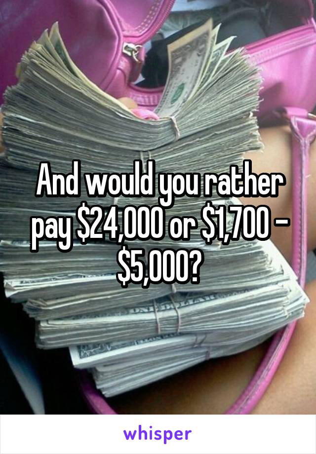 And would you rather pay $24,000 or $1,700 - $5,000?