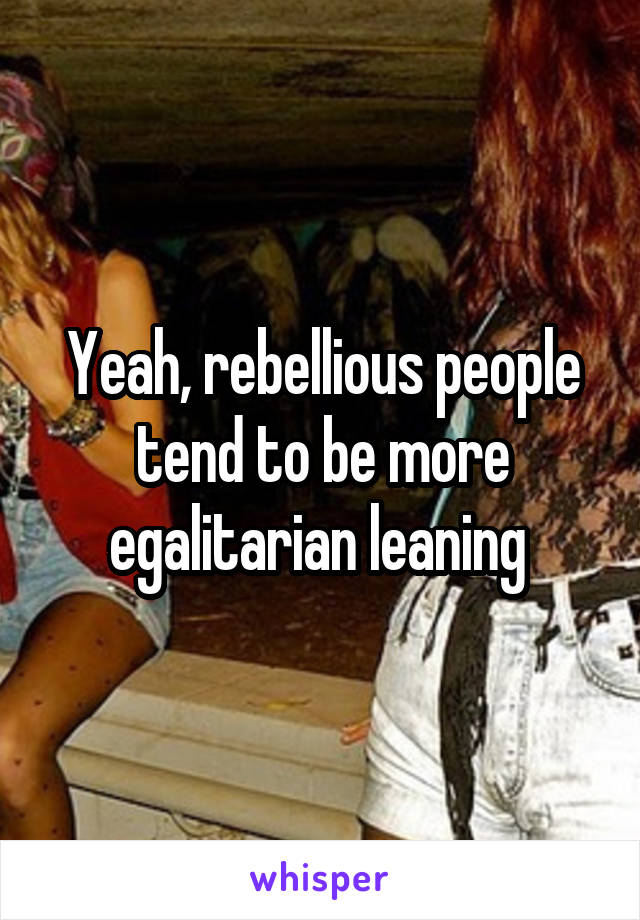 Yeah, rebellious people tend to be more egalitarian leaning 