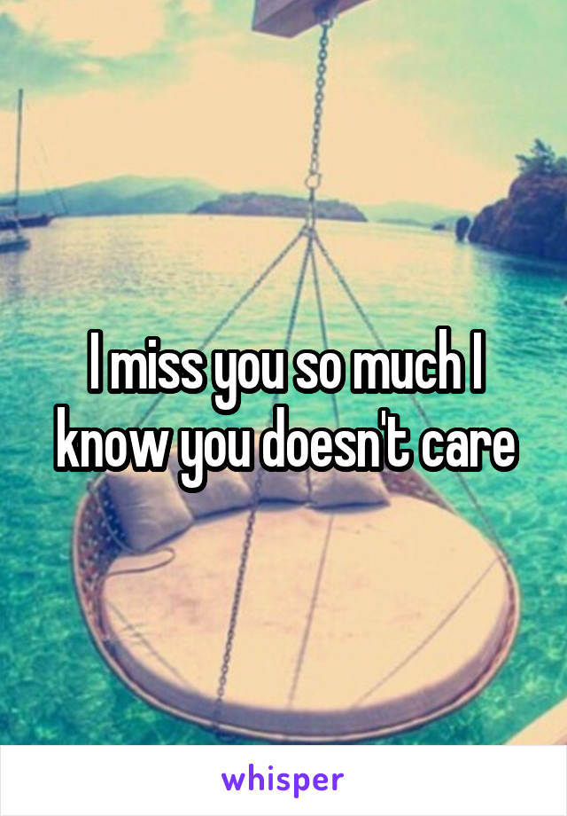 I miss you so much I know you doesn't care