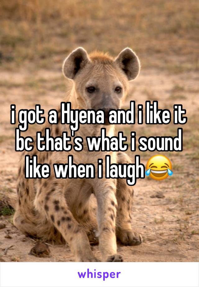 i got a Hyena and i like it bc that's what i sound like when i laugh😂