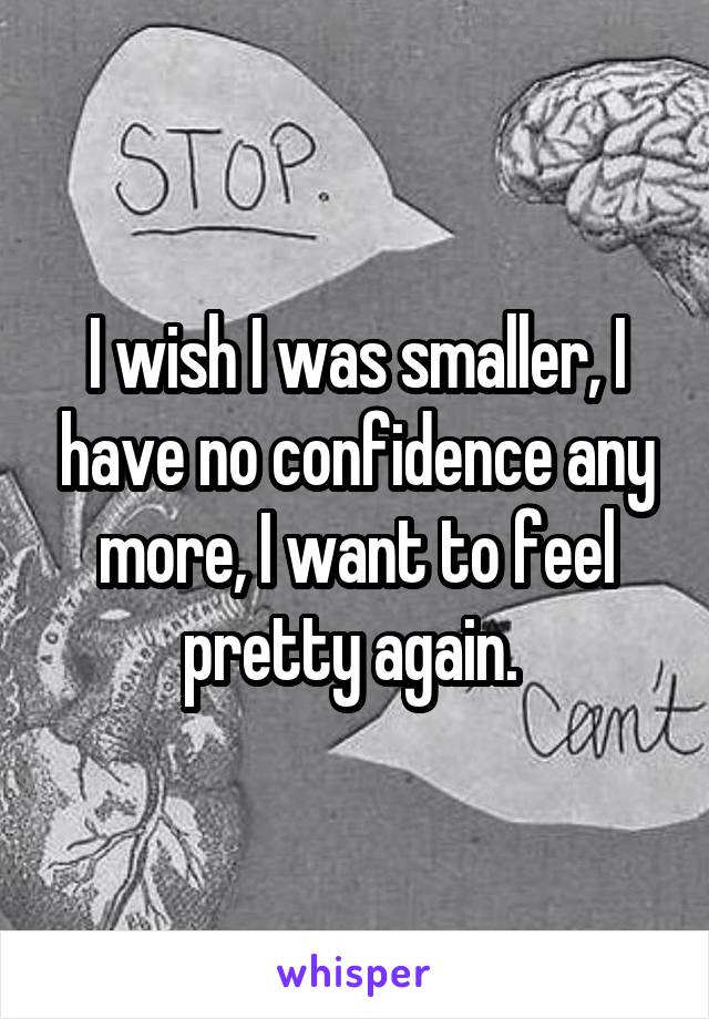 I wish I was smaller, I have no confidence any more, I want to feel pretty again. 