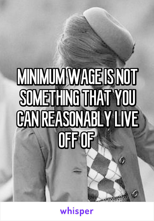 MINIMUM WAGE IS NOT SOMETHING THAT YOU CAN REASONABLY LIVE OFF OF 