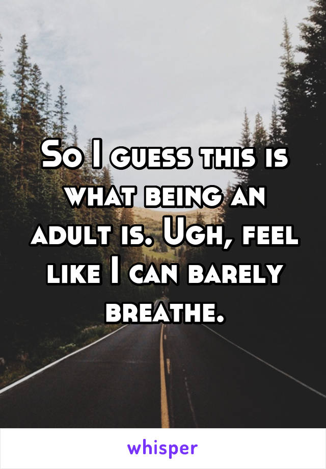 So I guess this is what being an adult is. Ugh, feel like I can barely breathe.