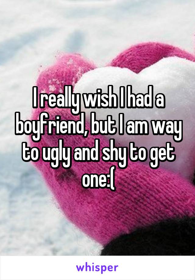 I really wish I had a boyfriend, but I am way to ugly and shy to get one:(