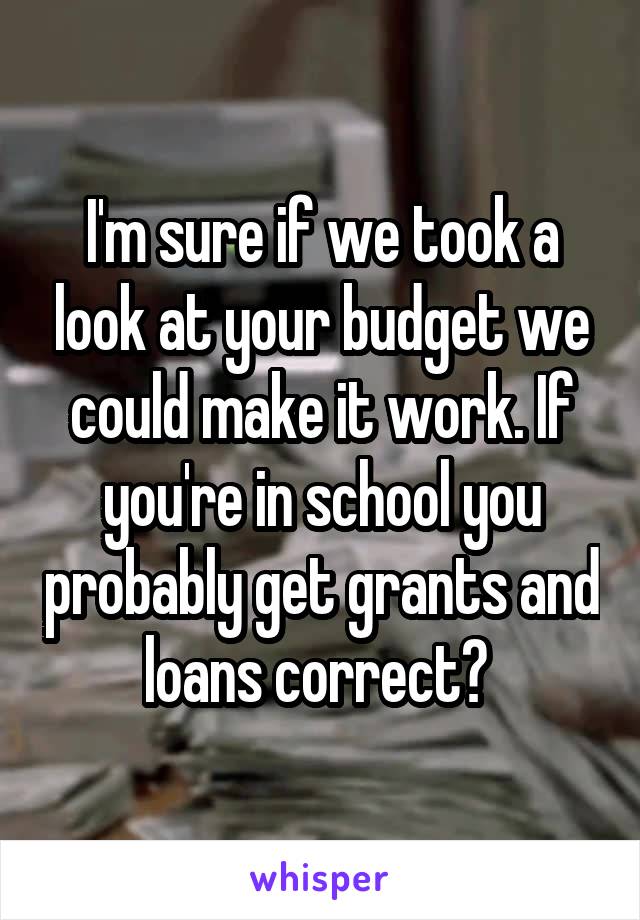 I'm sure if we took a look at your budget we could make it work. If you're in school you probably get grants and loans correct? 