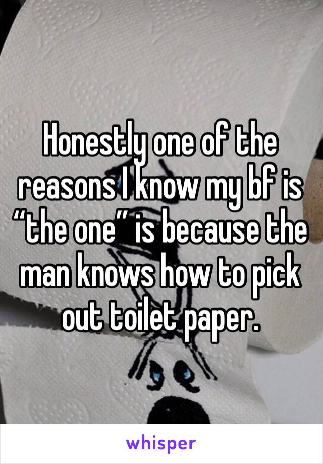 Honestly one of the reasons I know my bf is “the one” is because the man knows how to pick out toilet paper. 