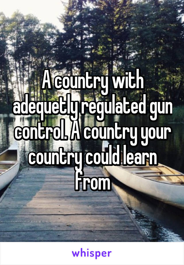 A country with adequetly regulated gun control. A country your country could learn from