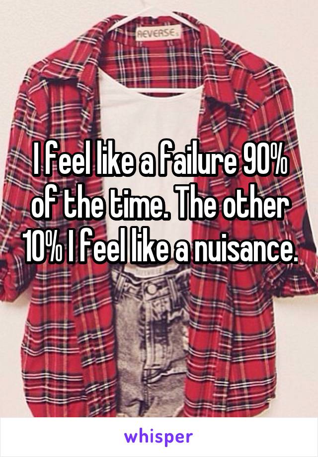I feel like a failure 90% of the time. The other 10% I feel like a nuisance. 