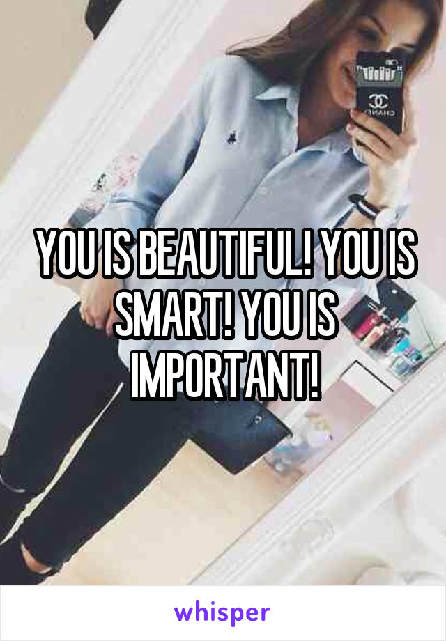 YOU IS BEAUTIFUL! YOU IS SMART! YOU IS IMPORTANT!
