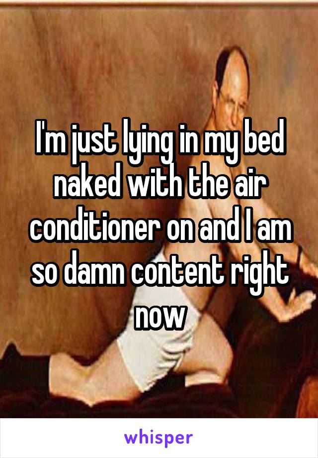 I'm just lying in my bed naked with the air conditioner on and I am so damn content right now