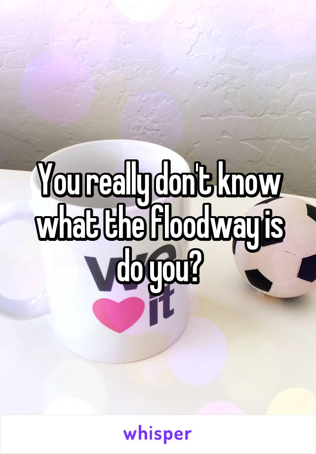 You really don't know what the floodway is do you?