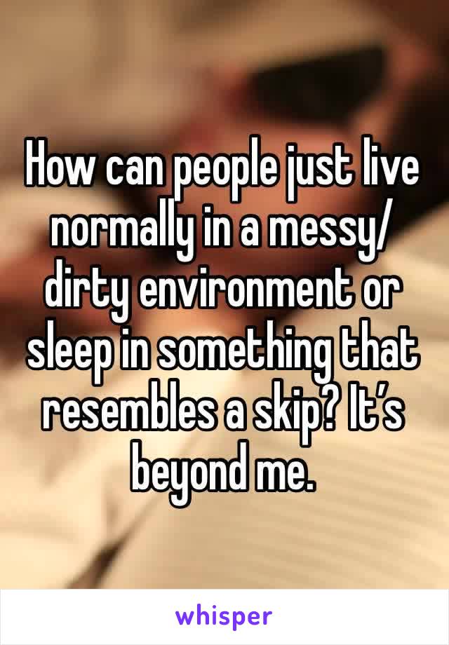 How can people just live normally in a messy/dirty environment or sleep in something that resembles a skip? It’s beyond me. 