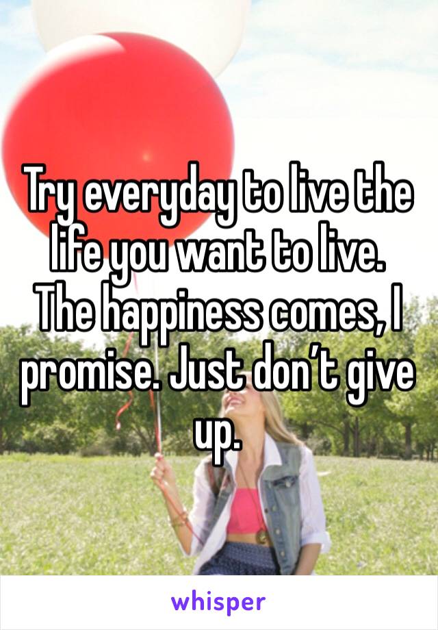 Try everyday to live the life you want to live. 
The happiness comes, I promise. Just don’t give up. 