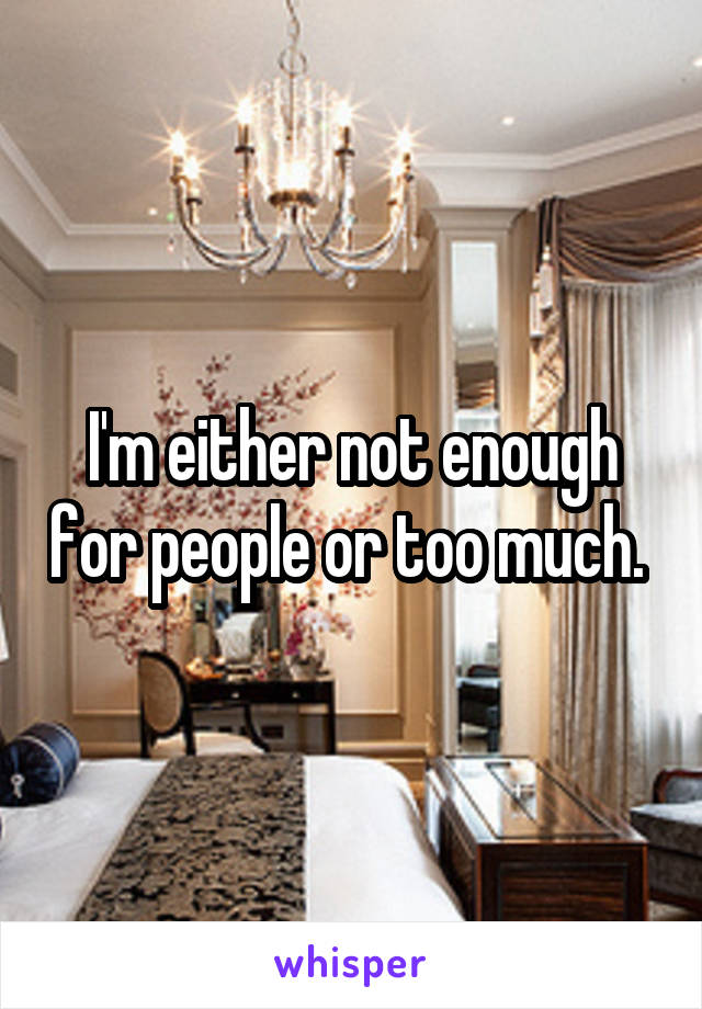 I'm either not enough for people or too much. 