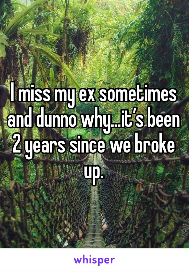 I miss my ex sometimes and dunno why...it’s been 2 years since we broke up.