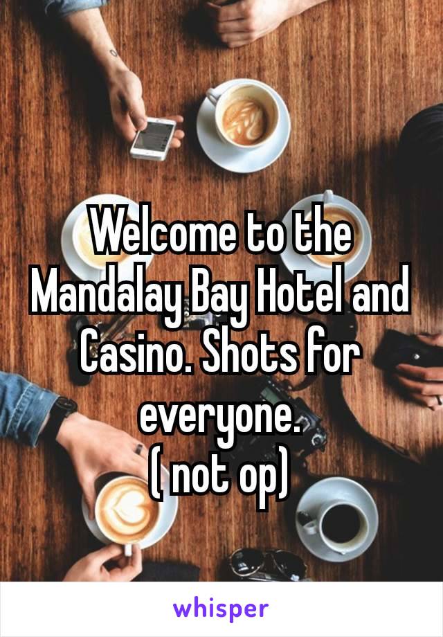
Welcome to the Mandalay Bay Hotel and Casino. Shots for everyone.﻿
( not op)