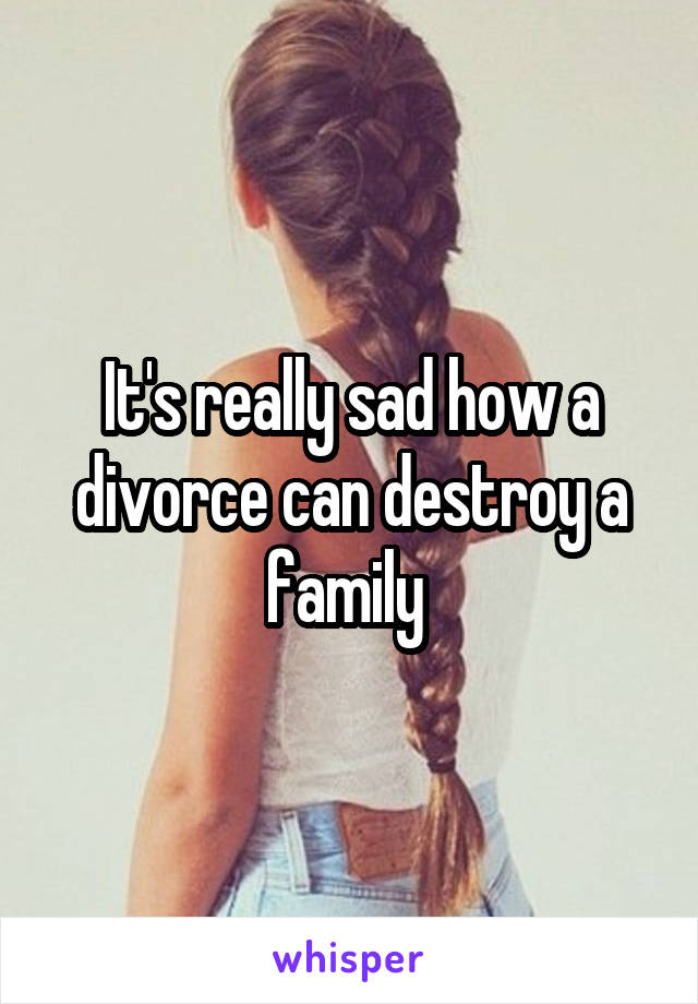 It's really sad how a divorce can destroy a family 