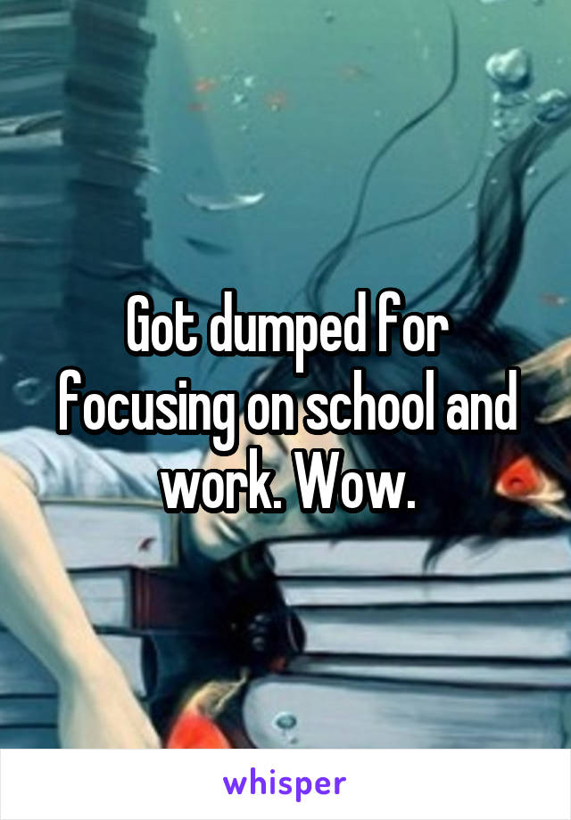 Got dumped for focusing on school and work. Wow.