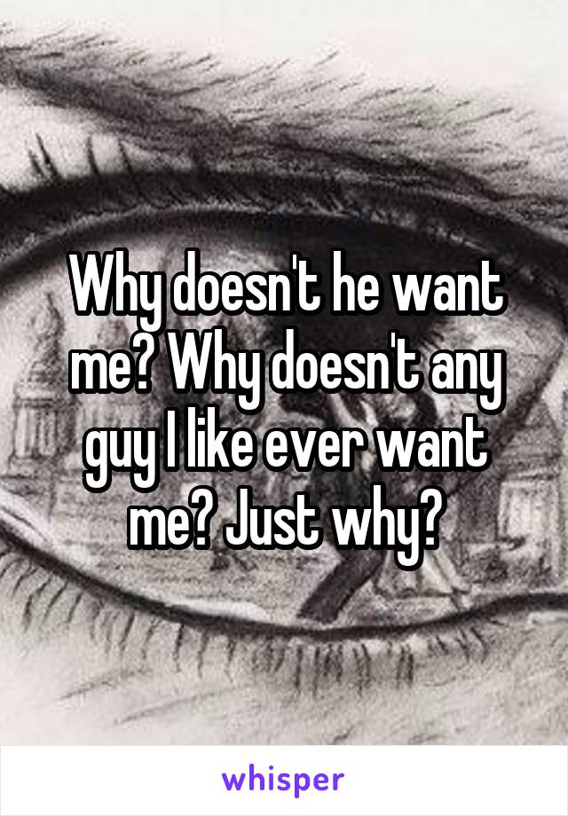 Why doesn't he want me? Why doesn't any guy I like ever want me? Just why?