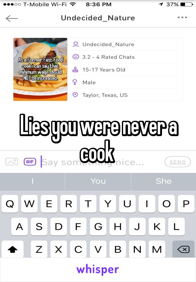 Lies you were never a cook 