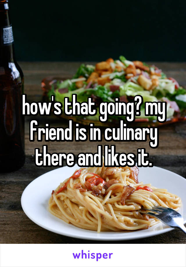 how's that going? my friend is in culinary there and likes it.