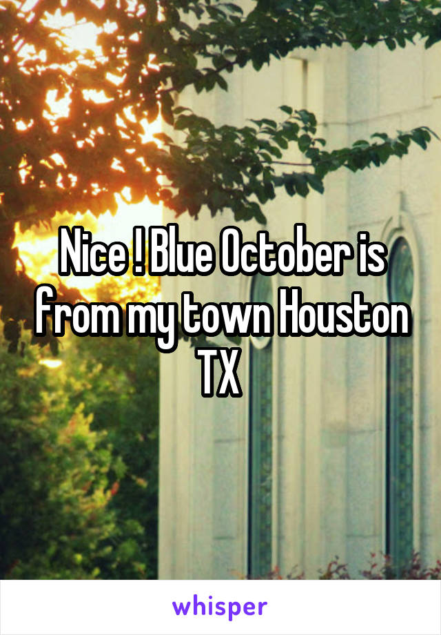 Nice ! Blue October is from my town Houston TX 