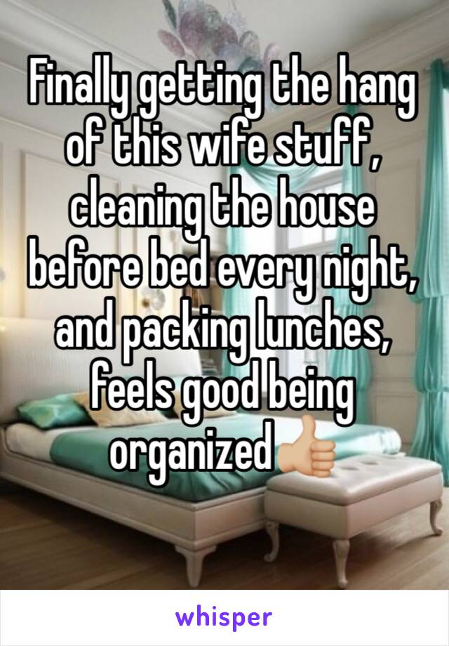 Finally getting the hang of this wife stuff, cleaning the house before bed every night, and packing lunches, feels good being organized👍🏼 