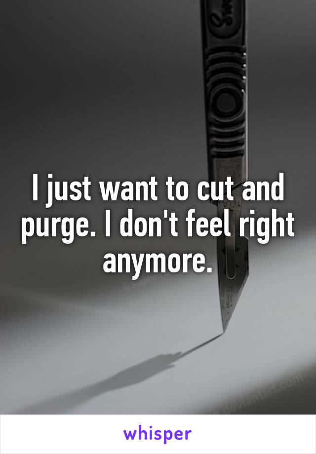 I just want to cut and purge. I don't feel right anymore.