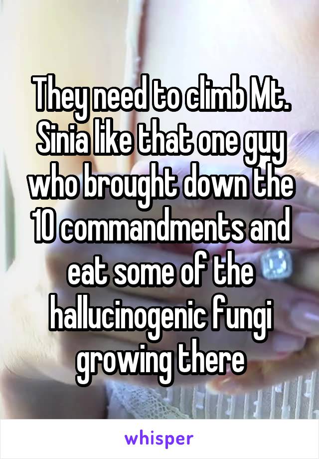 They need to climb Mt. Sinia like that one guy who brought down the 10 commandments and eat some of the hallucinogenic fungi growing there