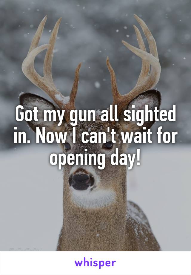 Got my gun all sighted in. Now I can't wait for opening day!