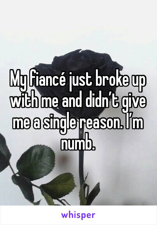 My fiancé just broke up with me and didn’t give me a single reason. I’m numb. 