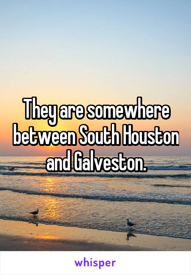 They are somewhere between South Houston and Galveston.