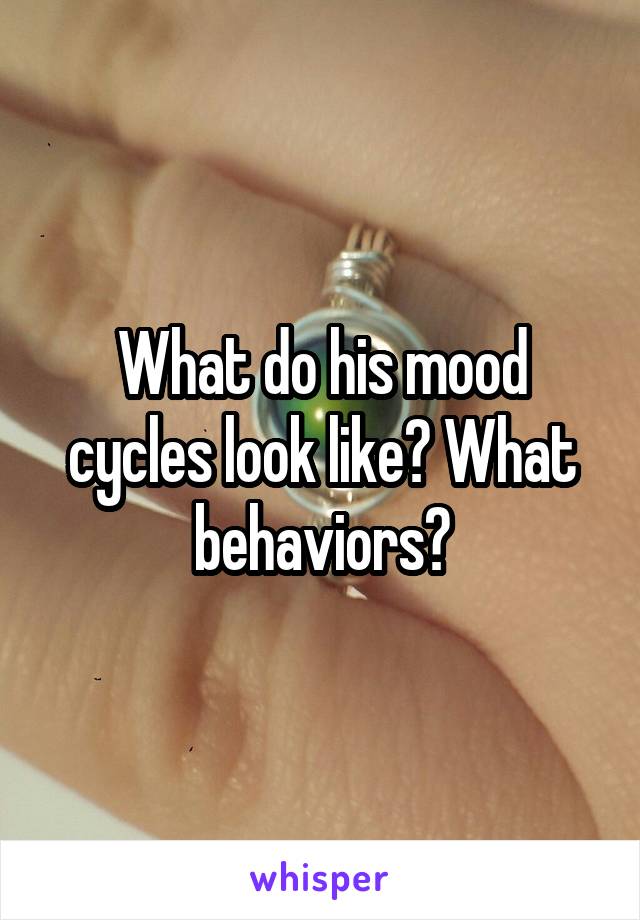 What do his mood cycles look like? What behaviors?