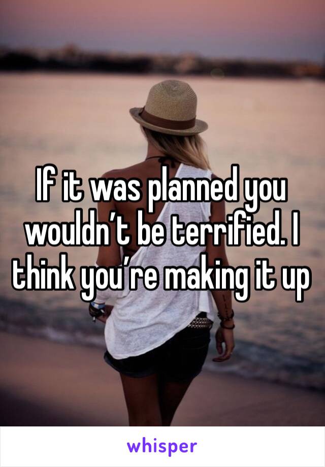 If it was planned you wouldn’t be terrified. I think you’re making it up