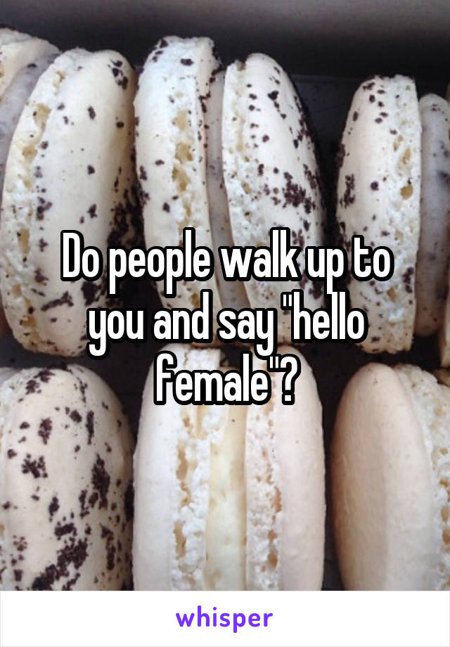 Do people walk up to you and say "hello female"?