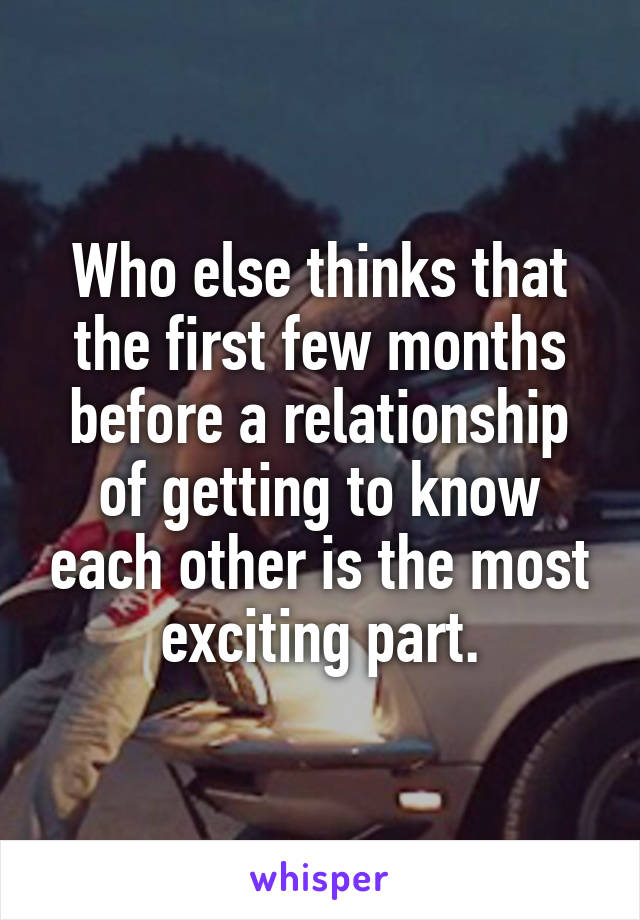 Who else thinks that the first few months before a relationship of getting to know each other is the most exciting part.