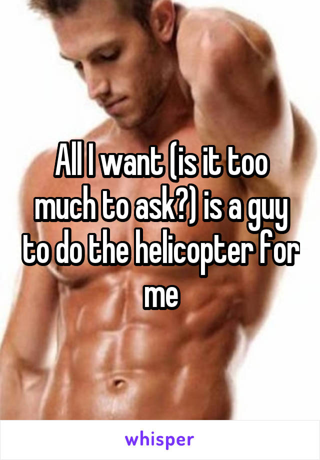 All I want (is it too much to ask?) is a guy to do the helicopter for me