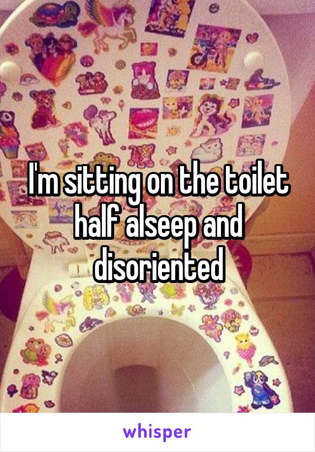 I'm sitting on the toilet half alseep and disoriented