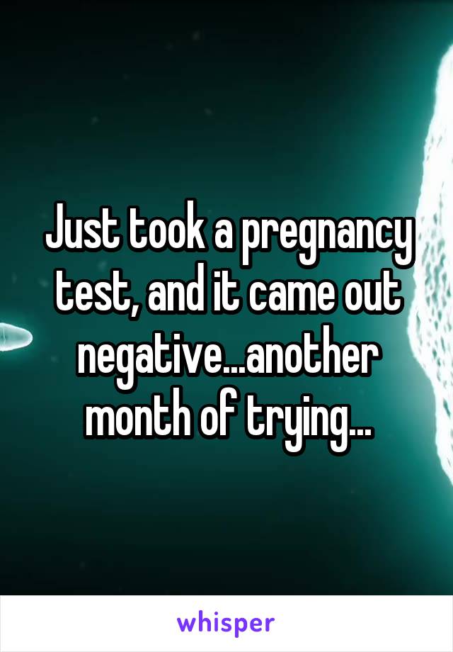 Just took a pregnancy test, and it came out negative...another month of trying...