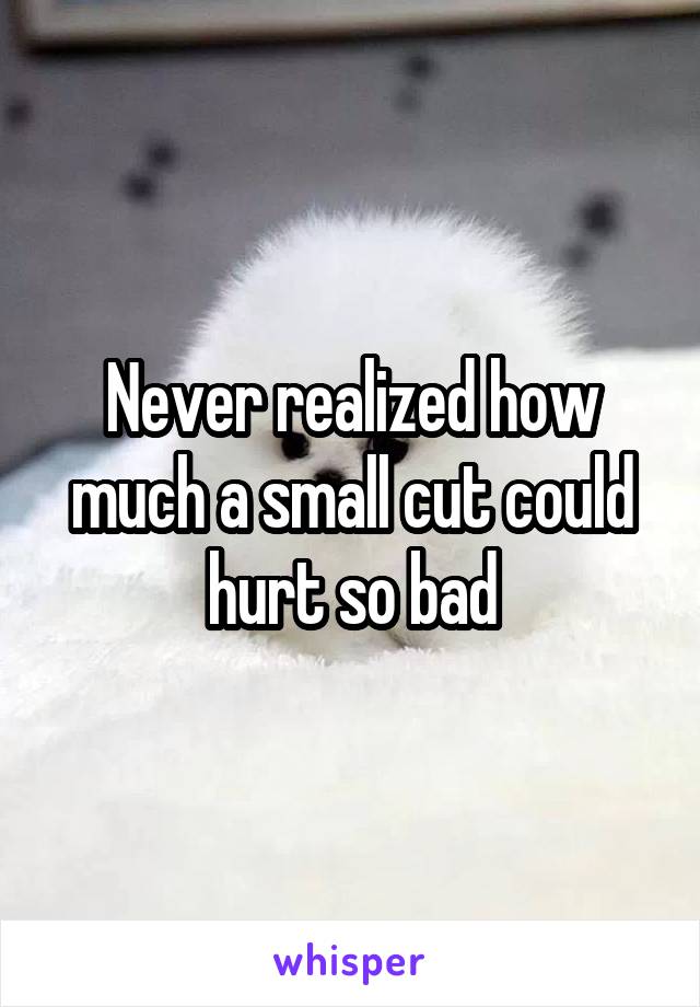 Never realized how much a small cut could hurt so bad