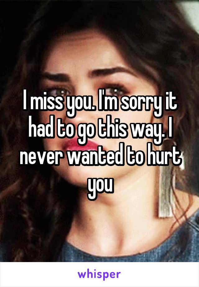 I miss you. I'm sorry it had to go this way. I never wanted to hurt you