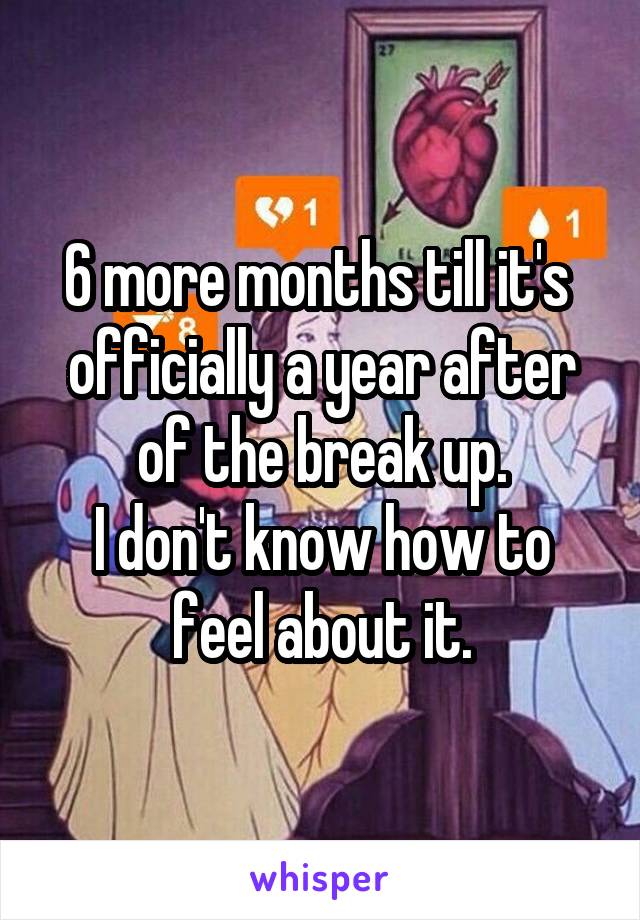 6 more months till it's  officially a year after of the break up.
I don't know how to feel about it.