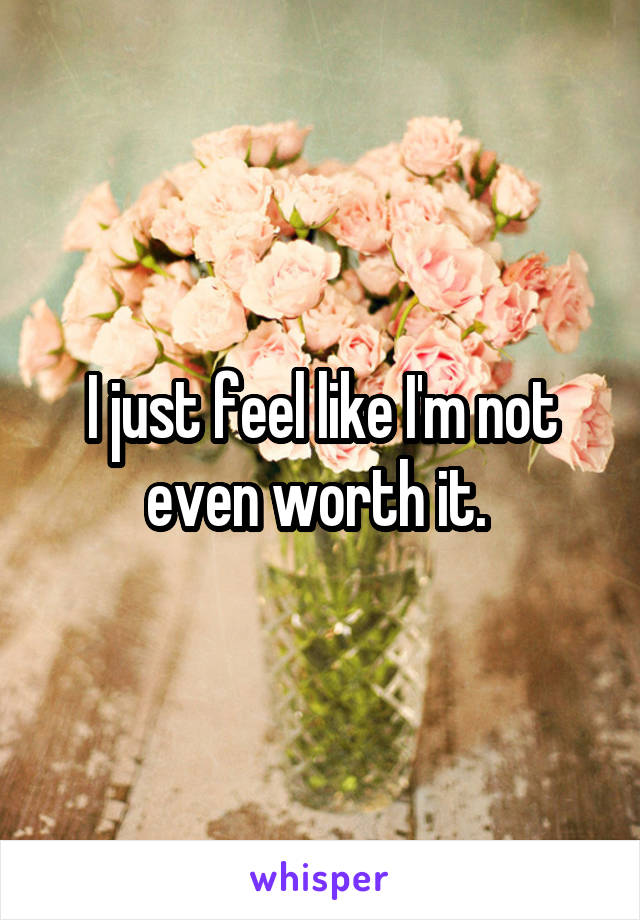 I just feel like I'm not even worth it. 