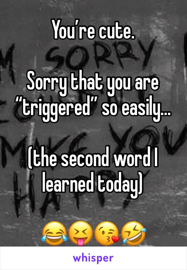 You’re cute. 

Sorry that you are “triggered” so easily... 

(the second word I learned today) 

😂😝😘🤣