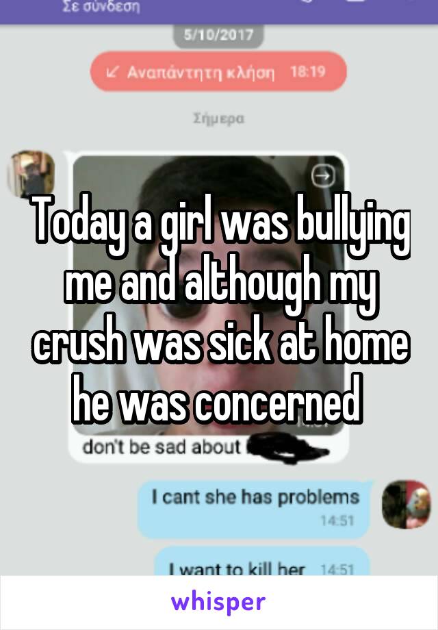 Today a girl was bullying me and although my crush was sick at home he was concerned 