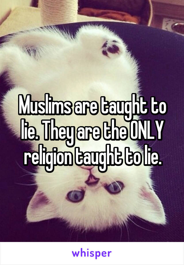 Muslims are taught to lie. They are the ONLY religion taught to lie.