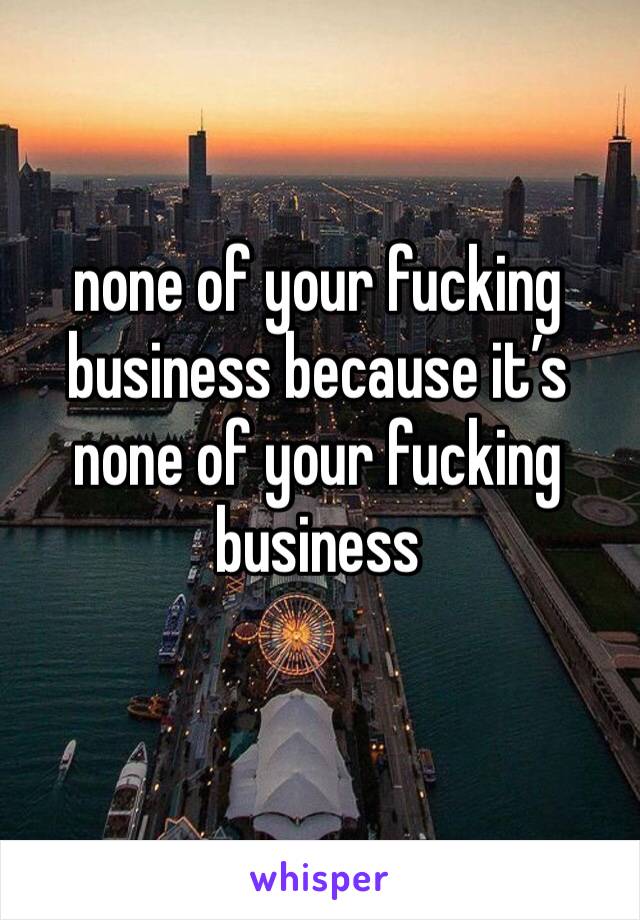 none of your fucking business because it’s none of your fucking business 