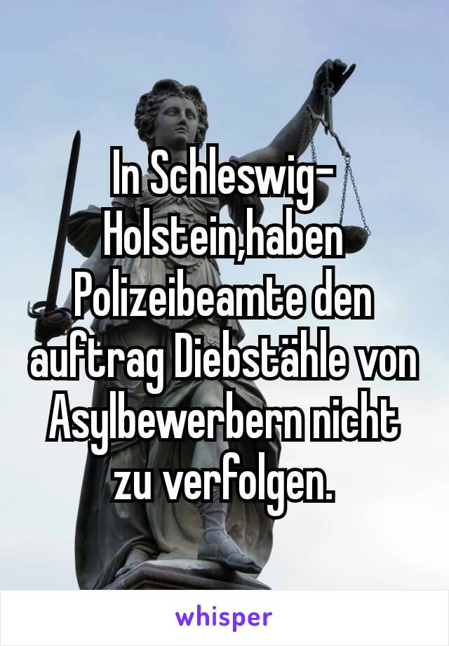 In Schleswig-Holstein,haben Polizeibeamte den auftrag Diebstähle von Asylbewerbern nicht zu verfolgen.